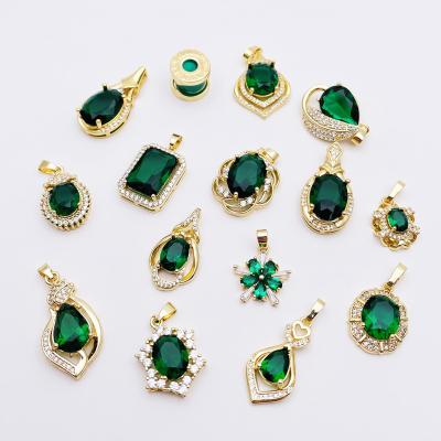 China CLASSIC Accessories Pendant Emerald Jewelry DIY Pure Copper 18K Gold Plated Women's Necklace Bracelet Earring Findings for sale