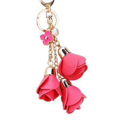 China Eco-friendly Creative Flower Art Fabric Lady Car Bag Flower Pendant Key Chain Aliexpress Pendant Key Chain for sale