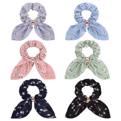 China Friendly Material Girls Hair Scrunchies Hair Ties Ponytail Holder Hair Accessories With Bow for sale