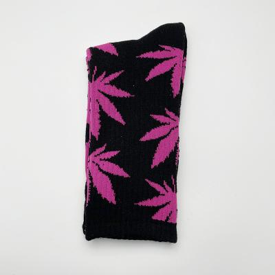 China Anti-Slip Wholesale Colorful Sports Tube Socks Maple Leaf Socks Custom Design OEM Weed Leaf Socks for sale