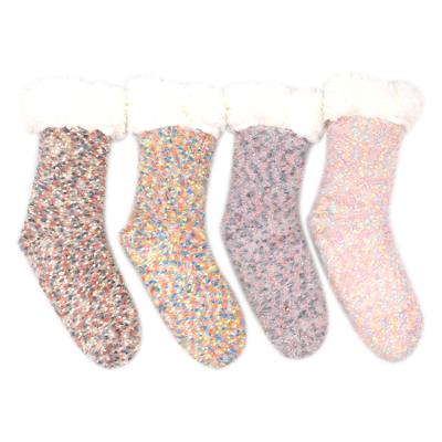 China Cute Christmas Fuzzy Socks Women Winter Sleep Sock Slipper Antibacterial Warm Soft Comfortable Tube Plush Mid Size for sale