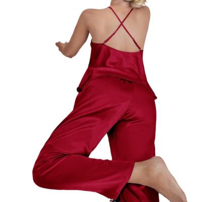 China QUICK DRY Women's Lingerie Crossover Two Piece Set Sexy Backless Pajamas Suspender Suit Wholesale Pants for sale