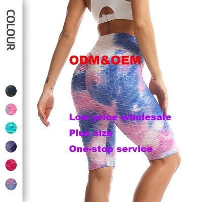 China Wholesale Breathable Shorts For Women Sexy Tie Dye Bubble Shorts Womens Yoga Pants Fitness Sports Cropped Pants Women for sale