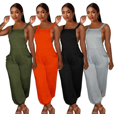 China wholesale new sexy women's clothing sexy solid color anti-wrinkle jumpsuit quick-drying loose strap jumpsuit custom for sale