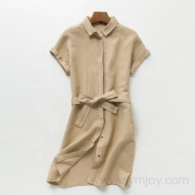 China WD008-Women Cotton Shirt Dress Breathable Canvas Skirts for sale