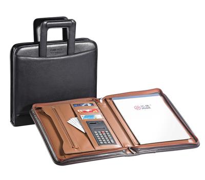 China High Quality Leather Zipper Business Briefcase PU Document Leather Briefcase With Handle for sale