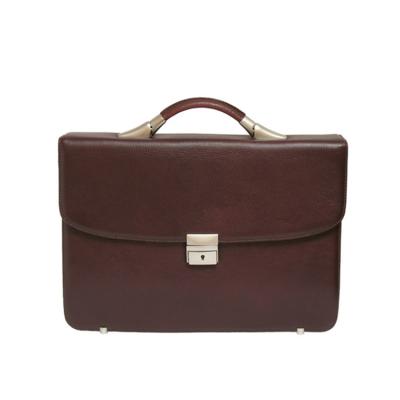 China High quality personalized GENUINE LEATHER document briefcase with handle for sale