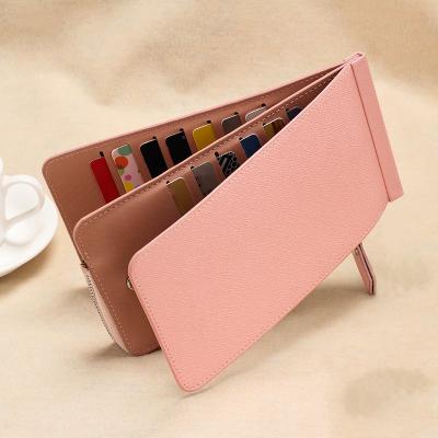 China Fashion Factory Wholesale Leather Card Holder Wallet With Zipper Phone Case Slot for sale