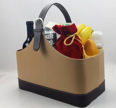 China Viable Artificial Leather Match Color Handle Basket For Gift, Promotion for sale