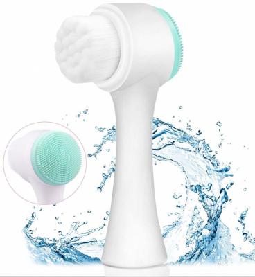 China For commercial & Home Use Facial Brush 2 in 1 3D Silicone Wash Face Exfoliate Brush Most Popular Double Sides Facial Cleansing Brush for sale