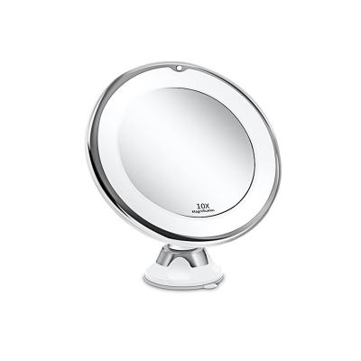 China New design10X lighted mirror with LED lights lighted portable hand magnification cosmetic light up mirrors for home table bathroom for sale