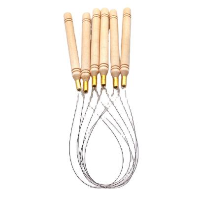 China Wood+stainless Steel Wooden Hair Extensions Loop Needle Threader Pulling Hook for sale