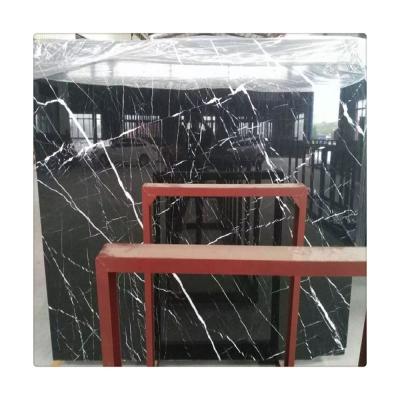 China Modern price nero marquina absolute black marble stone for bathroom decor for sale