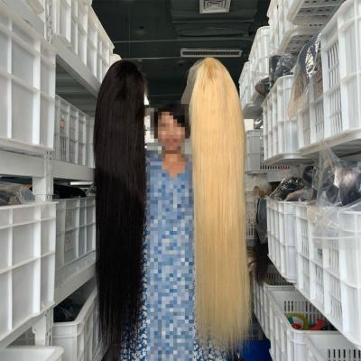 China Barely Shedding Soft Smooth Thick Pre Plucked Wholesale 40 Inch Full Lace Front Wig Long Straight Human Hair Wigs With Free Shipping for sale