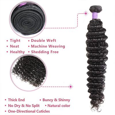 China Wholesale Price Ruili Natural Deep Wave Black Hair Bundles Cuticle Aligned Virgin Hair Bundles Brazilian Bundles For Black Women for sale