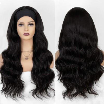 China Ruili Silky Straight Long Glueless Wavy Natural Black Wave Wig With Headband For Women Natural Headband Look Wigs for sale