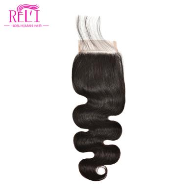 China Remy 4*4 Body Natural Brazilian Hair Closure Ruili Color Body Frontal Cheap Headband For Black Women for sale