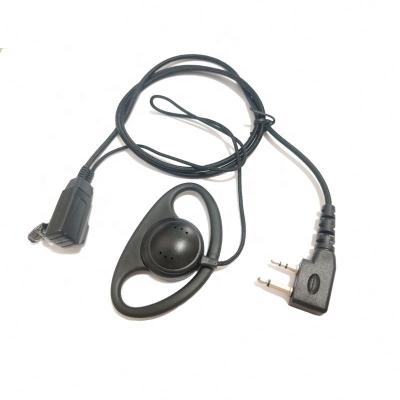 China Earpiece With Original PTTs And Mic Factory Loud Sound Wired Headset D Shape Wire Walkie Talkie Black Earpiece for sale