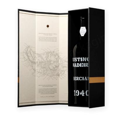 China Handmade Customized Gift Box For Champagne Glass Black Card With Full Clear Outdoor UV Printed Wine Bottle Packaging for sale