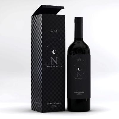 China Full Handmade Custom Printing Wine Box Black Cardboard Foldable Paper Box For Wine Glass for sale