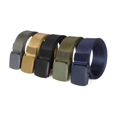 China Five-color Buckle Material Men's Nylon Belt Statistical Institute Solid Color Non-hole Solid Color Trend Wild Custom Length Plastic Without Logo Metal for sale