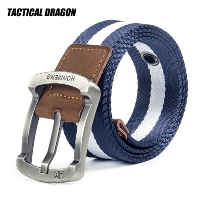 China Fashional Factory Direct Men's Nylon Canvas Outdoor Casual Pin Buckle Belt Thicken Longer Belt Army Fan Weave Sports Pants Belt for sale