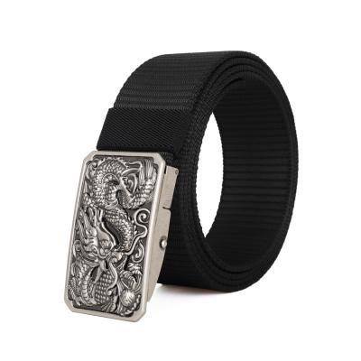 China Retro Punk Fashion Men's Young Buckle Roller Belt Fashional Dragon Style Gold Men's Casual Belt for sale