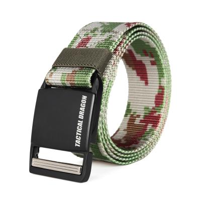 China Tactical Belt Men's Metal Buckle Magnetic Army Fan Sports Tactical Nylon Smooth Laser Logo Custom Belt for sale