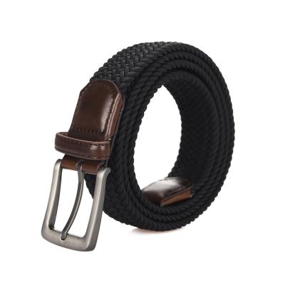 China Fashional classic non-hole buckle retro solid color pin elastic nylon lengthened 130cm men's belt nostalgia for sale