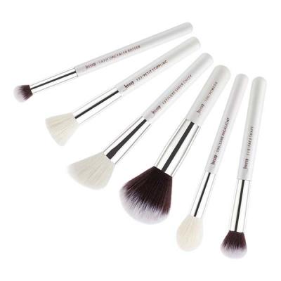 China Long Wearing 6pcs Makeup Brush Set White / Silver for Cheek Cream Blush zu verkaufen