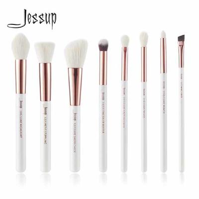 China Manija de madera blanca natural del sistema de cepillos del maquillaje de Jessup 8pcs en venta