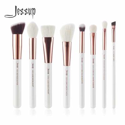 China Blanco y Rose Gold Makeup Brushes del sistema de cepillo del maquillaje del pelo de la cabra de Jessup 8pcs en venta