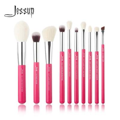 China Sistema de cepillos natural del maquillaje de Jessup 10pcs Rose Carmine Vegan Makeup Brushes en venta