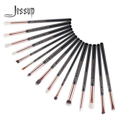 China Jessup 15pcs Schwarz-/Rosen-Goldhölzerner Griff-Lidschatten-Augenbraue Shader-Make-upbürsten-Satz T157 zu verkaufen