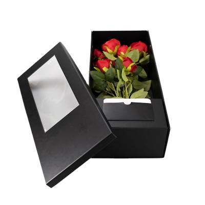 China Recyclable Running Luxury Black Color Large Multifunctional Flower Folding Packaging Gift Box for sale