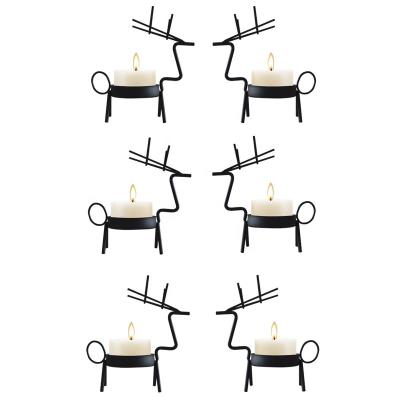 China Graceful Modern Style Party Festival Decoration Deer Shapes Black Iron Metal Tealight Candle Holder Holders for sale