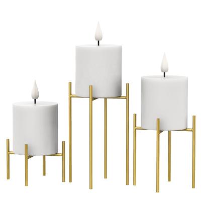 China Simply hot sale simple design dinner table centerpieces gold iron metal wire pillar wedding candle holder for sale