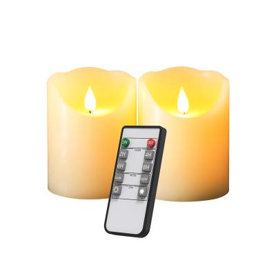 China Pretty New Flameless Artificial Pillar Flame Moving Wick Candle Battery Operated Remote Control Electronic Led Dancing Light for sale