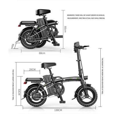 China Factory price 48v 250w 18ah two seats carbon steel carbon steel standard folding electric bike wholesale for sale