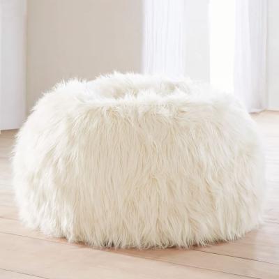 China Other VISI Fashion Soft Faux Fur Long White Fur Bean Bag Chair Teardrop Living Room Sofa Bean Bag Chair With EPS Beans For Kid for sale