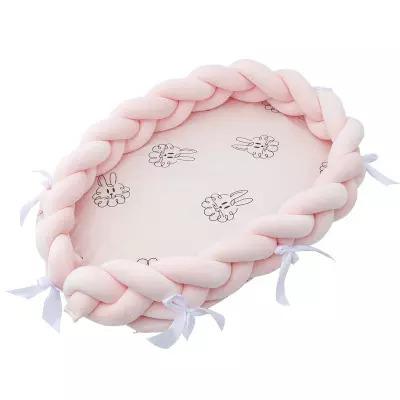 China Custom Knot Woven Infant Bionic Bed Newborn Baby Pillow Cotton Denmark Knotted Braided Crib Crib Nest Dropshipping for sale