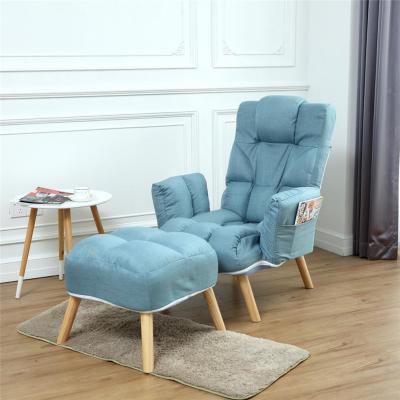 China Modern Design Foldable Bedroom Living Room Lazy Cafe Relax Fabric Sofa Chair With Wooden Leg for sale