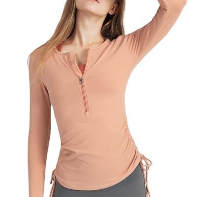 China Breathable Women's Seamless Mesh Long Sleeve Sports Top Yoga Wear Drop Shipping for sale