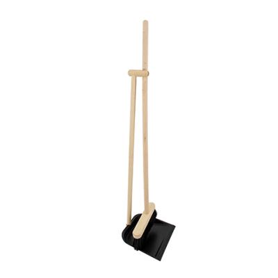 China High Quality Long Handle Metal Daily Cleaning Wooden Dustpan With PBT Bristle Broom for sale