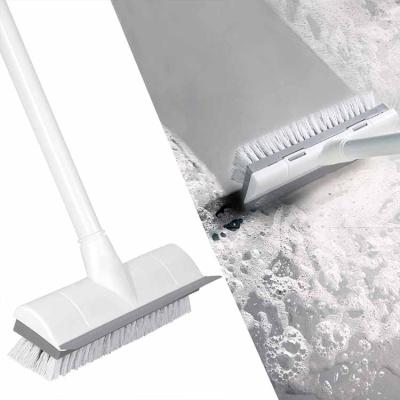 China Sustainable wiping with long handle hard bristle brush 2 in 1 brush scraper and bath and tile brush for sale