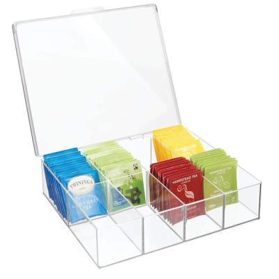 China Modern Retail Plastic Glass Acrylic Clear Cosmetic Storage Box Tea Bag Storage Stackable Organizer Coffee Shop for sale