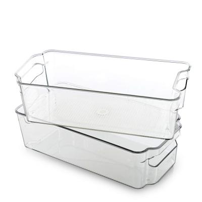 China Modern Stackable Clear Skidproof Fridge Acrylic Food Storage Box With Handles for sale