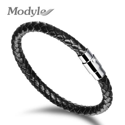 China 2021 Hot New Vintage Fashion Jewelry Men's Genuine Leather Bracelet Stainless Steel Bracelet Man Vintage for sale