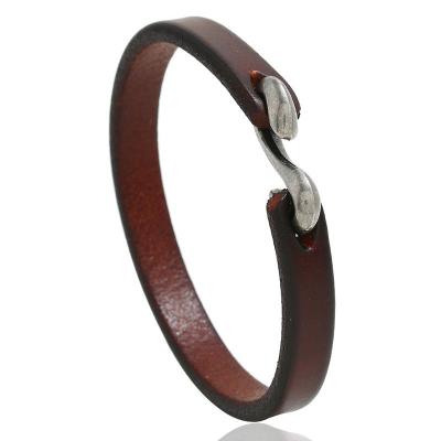 China Vintage Mens Bracelet Vintage Black / Brown Crochet Bracelet Mens Bracelets Genuine Leather Male Jewelry for sale