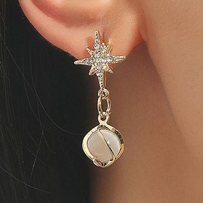 China Trendy Six-pointed Metal Earrings Star Stud Earrings Cool Wind Temperament Diamond Opal Diamond Earrings Fashion for sale